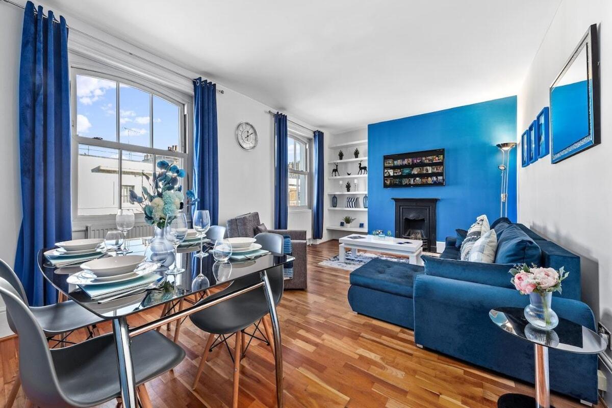 Balcony Blue Theme 1 Bedroom Central London Luxury Flat Near Hyde Park! Accommodates Up To 6! Double Sofa Bed And Next To Station! Extérieur photo